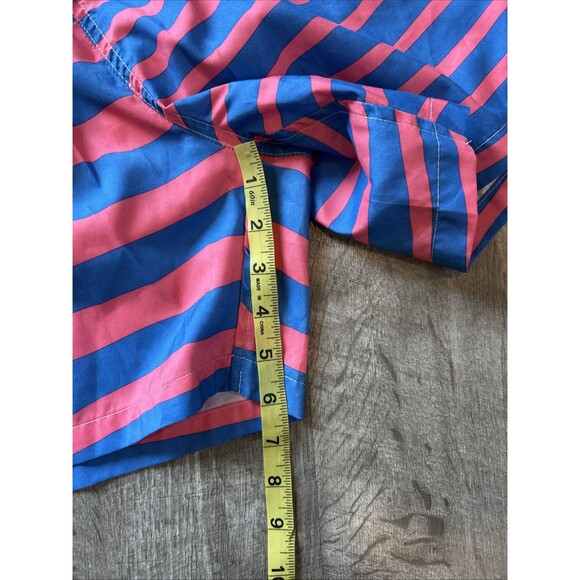 Boardies Mens L Blue Pink Stripe 6" Swim Shorts Elastic Drawstring Waist Pockets - Picture 6 of 10